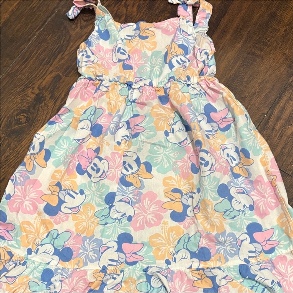 Disney Girls' Pastel Floral Minnie Sundress - Pink Blue Yellow Mint size 5